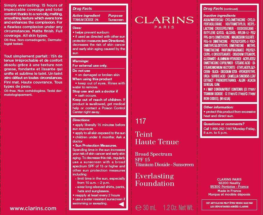CLARINS Broad Spectrum SPF 15 Everlasting Foundation Tint 117