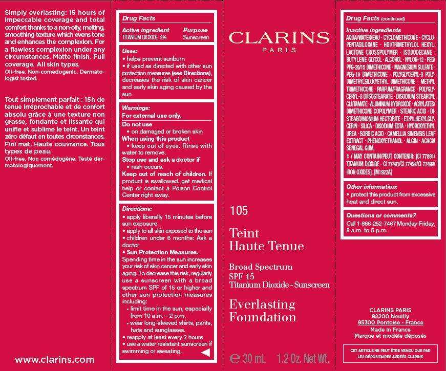 CLARINS Broad Spectrum SPF 15 Everlasting Foundation Tint 105