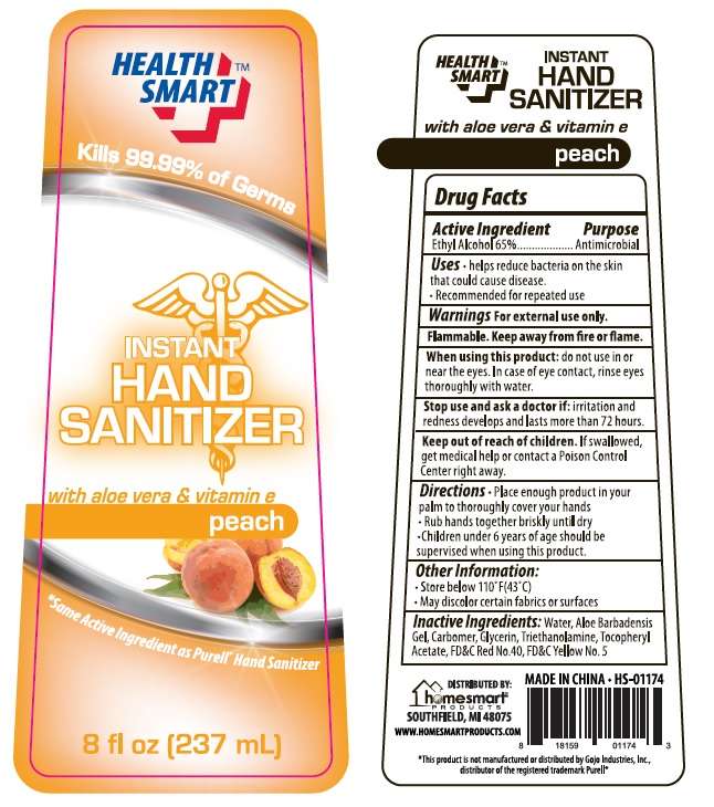 Health Smart Instant Hand Sanitizer with aloe vera and vitamin e peach