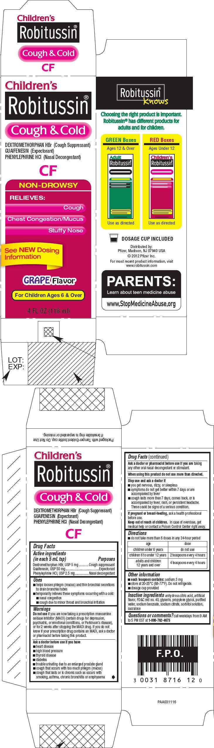 Childrens Robitussin Cough and Cold CF