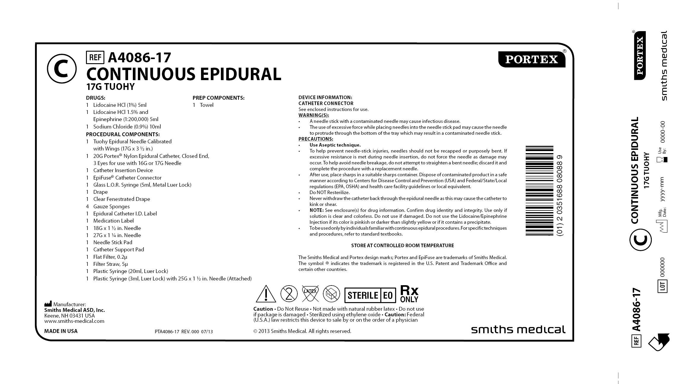 A4086-17 CONTINUOUS EPIDURAL 17G TUOHY