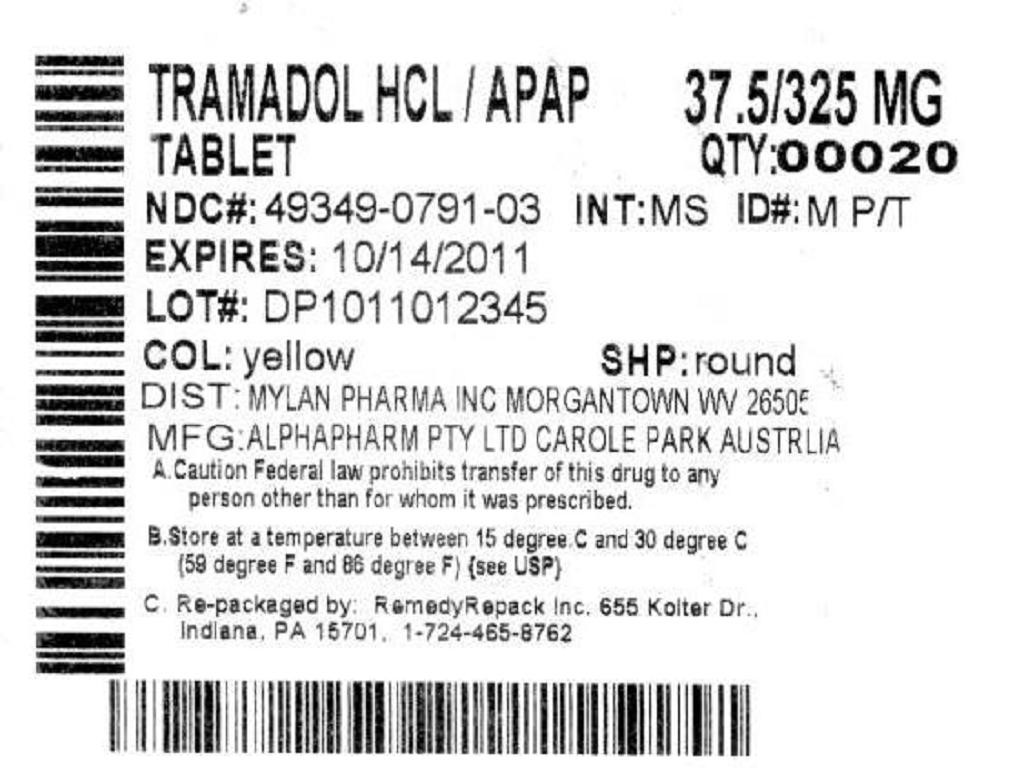 Tramadal Hydrochloride and Acetaminophen