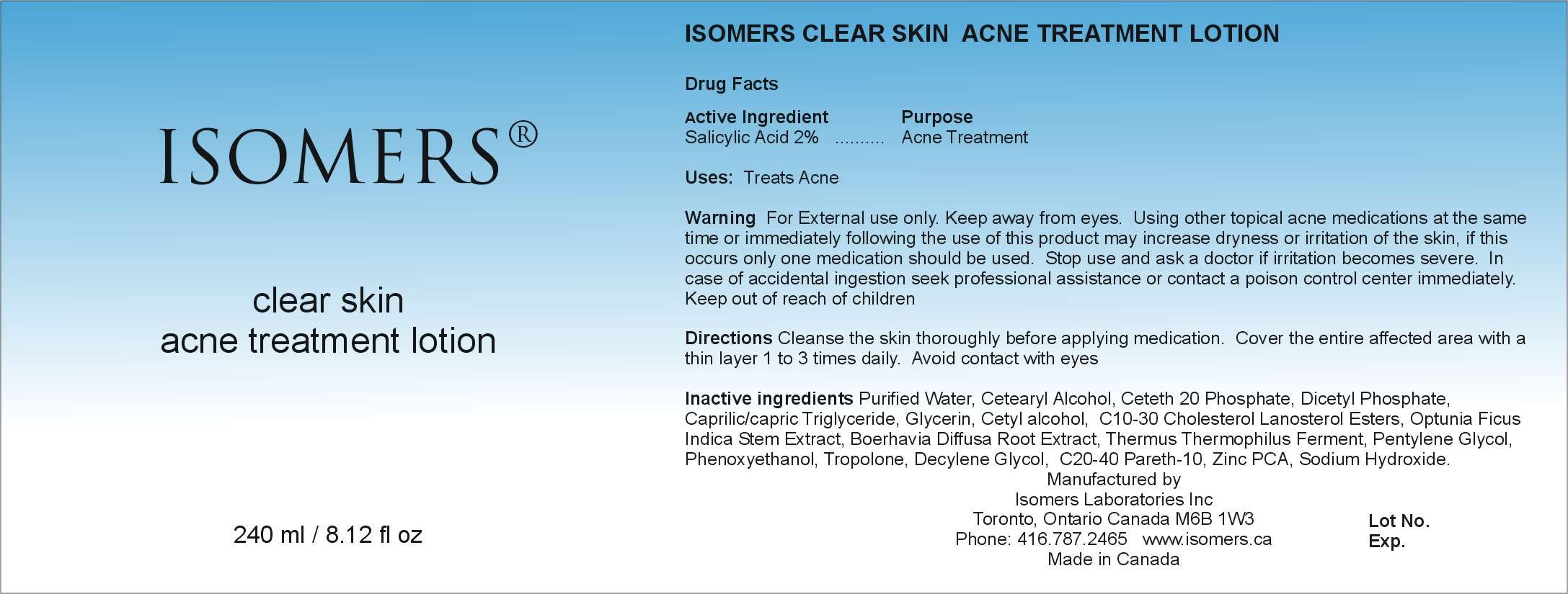 Isomers Clear Skin Acne Treatment Lotion