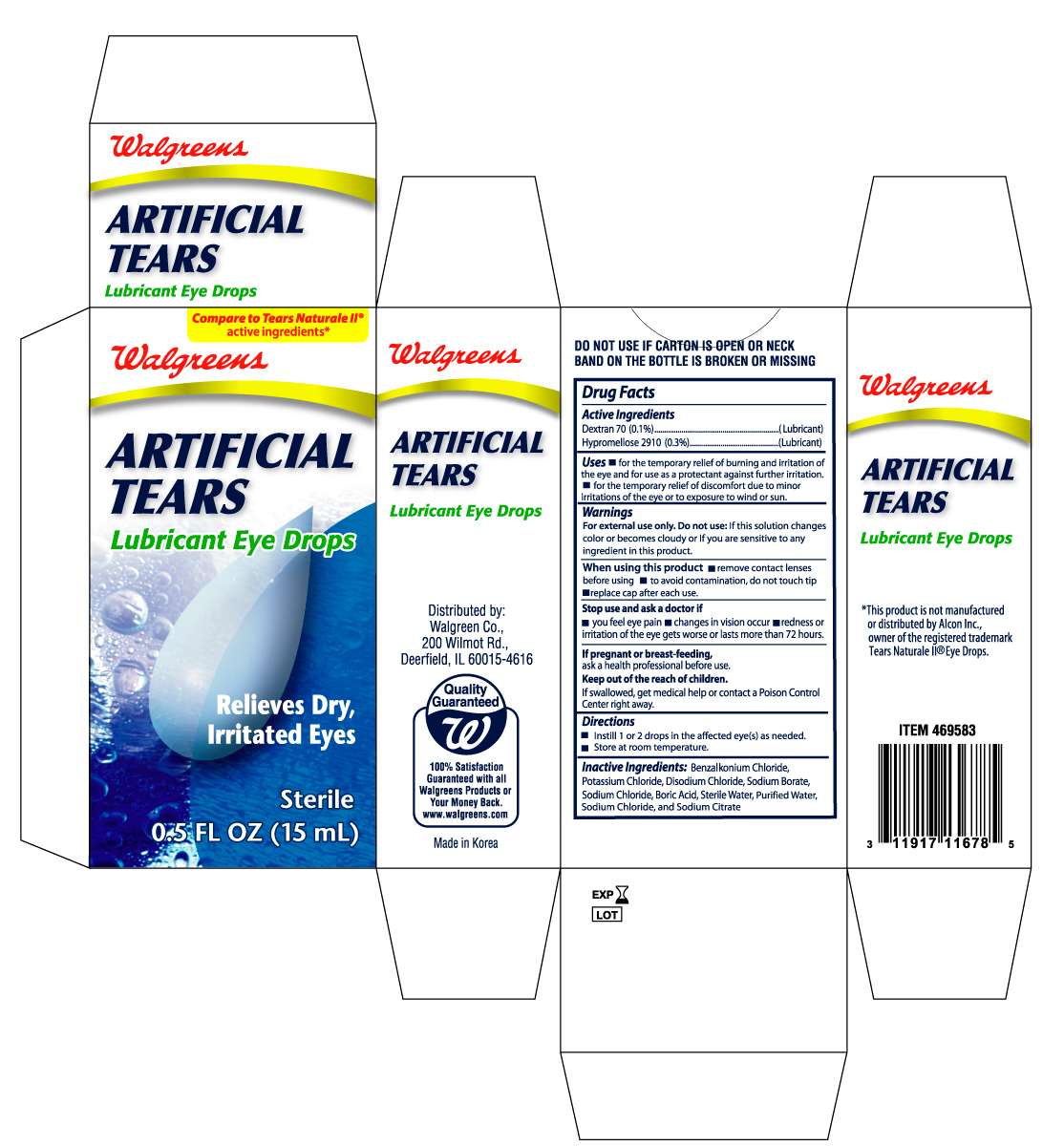 WALGREENS ARTIFICIAL TEARS EYE DROPS