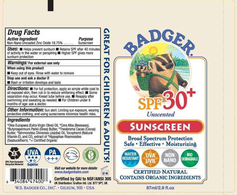Badger SPF30 Unscented Sunscreen