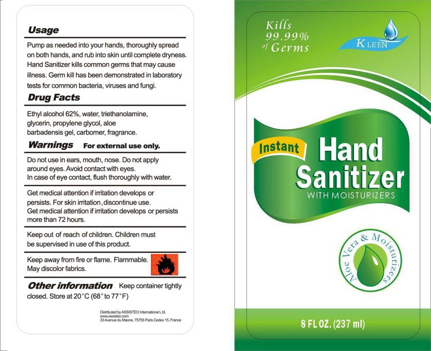Kleen Instant Hand Sanitizer with Moisturizers