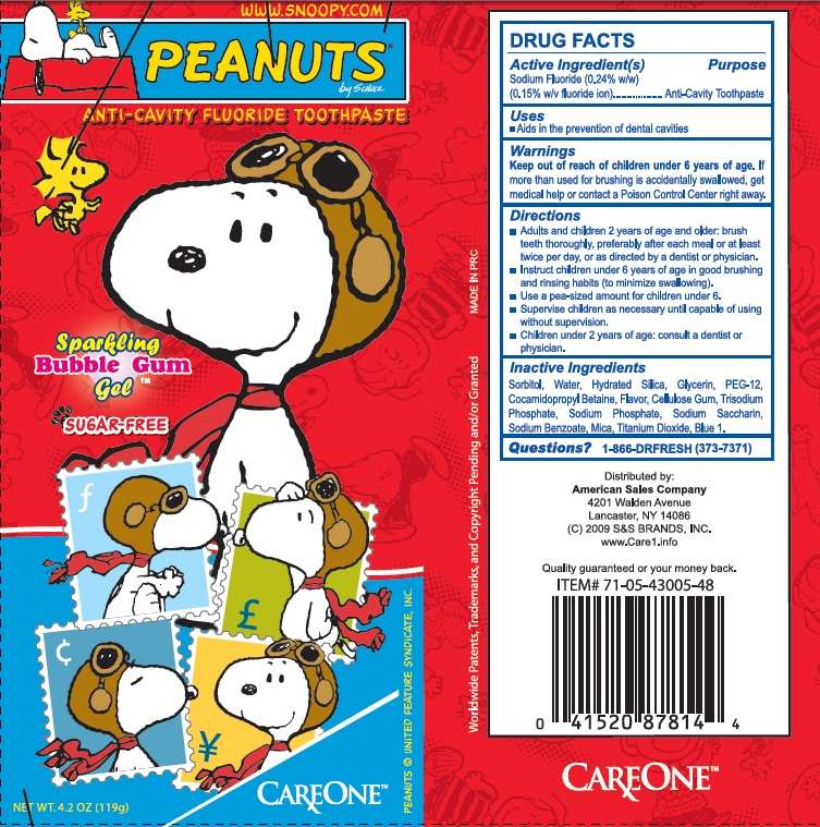 PEANUTS ANTI-CAVITY FLUORIDE TOOTHPASTE