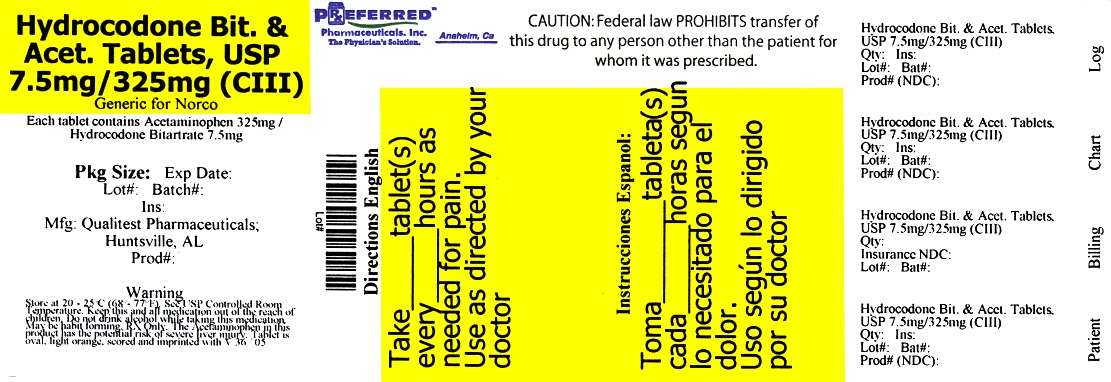 Hydrocodone Bitartrate And Acetaminophen