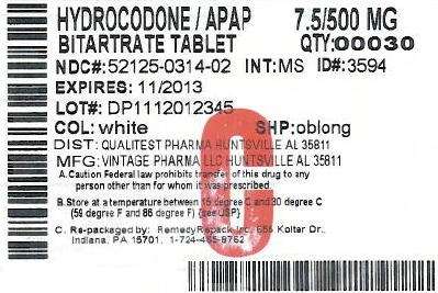 Hydrocodone Bitartrate And Acetaminophen