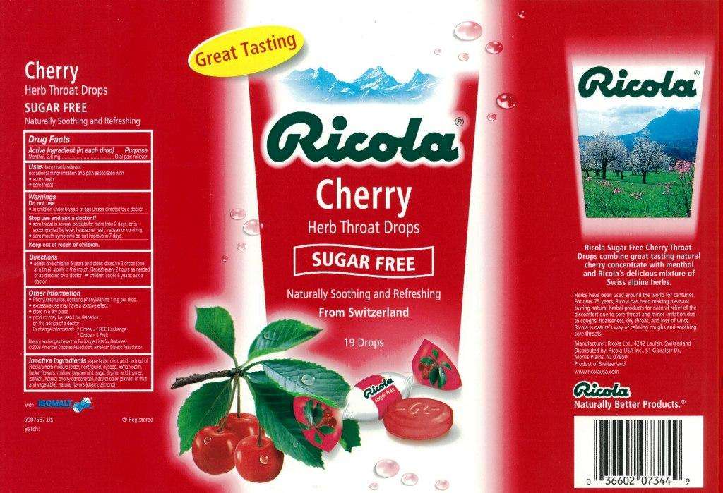 Sugar Free Cherry Herb Throat Drops