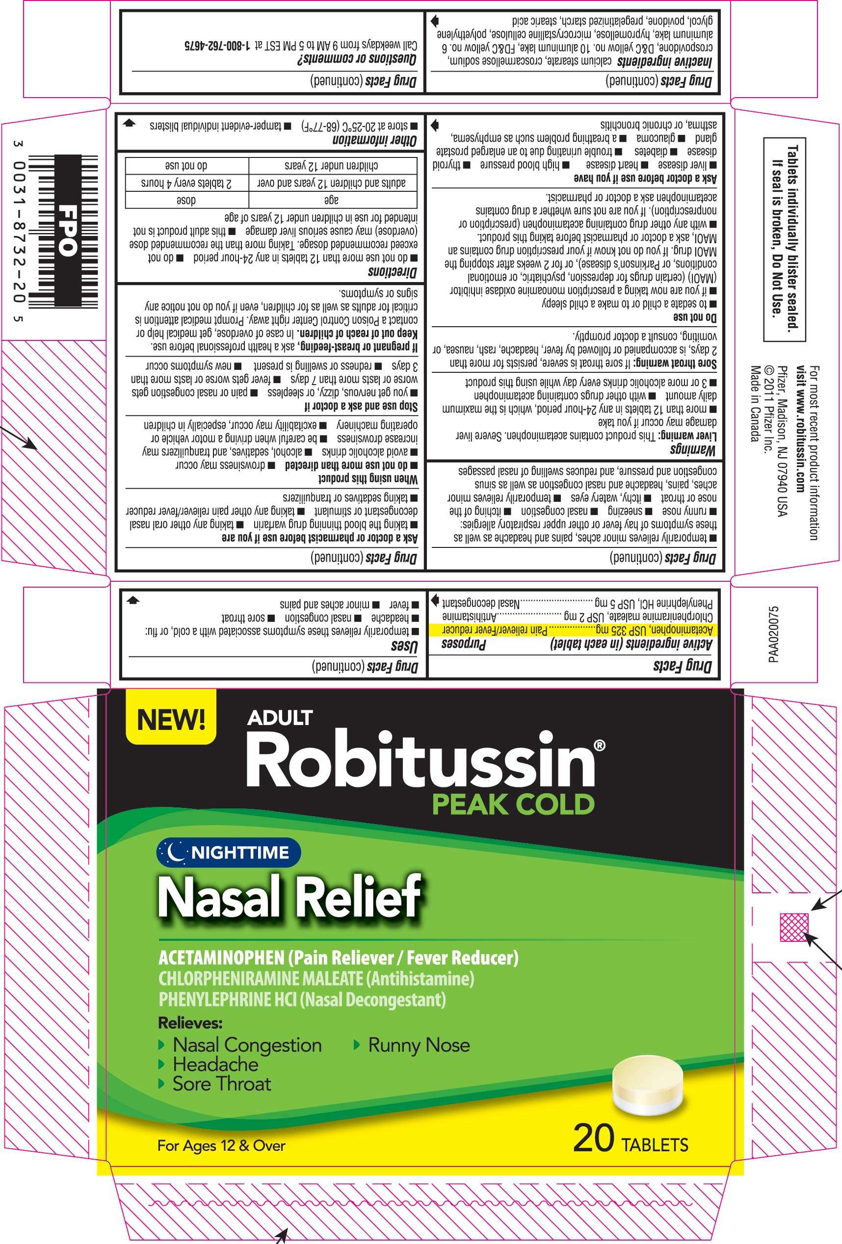 ROBITUSSIN PEAK COLD NIGHTTIME NASAL RELIEF