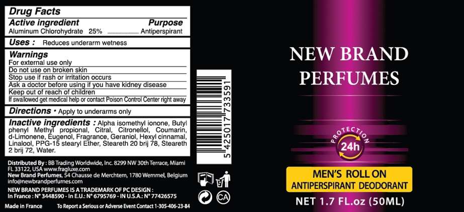 NEW BRAND PERFUMES MENS ROLL ON ANTIPERSPIRANT DEODORANT