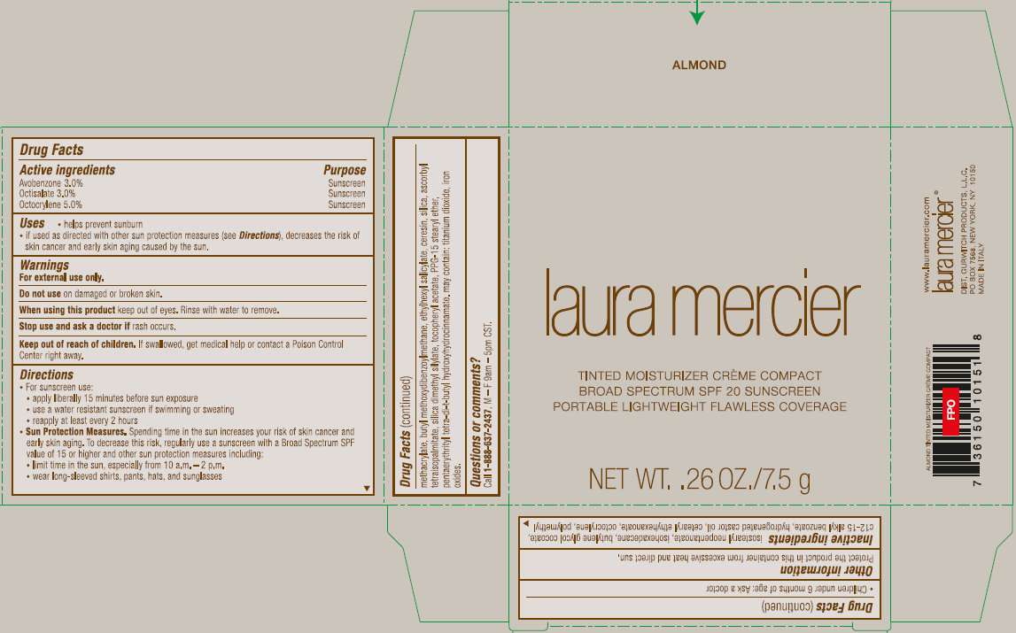 laura mercier Tinted Moisturizer Creme Compact Broad Spectrum SPF 20 Sunscreen ALMOND