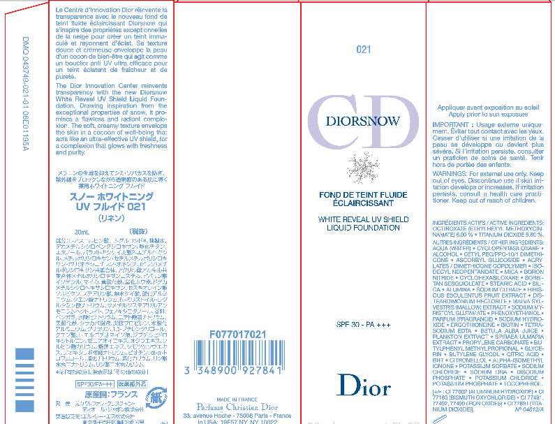 CD DiorSnow White Reveal UV Shield Foundation 021-Linen