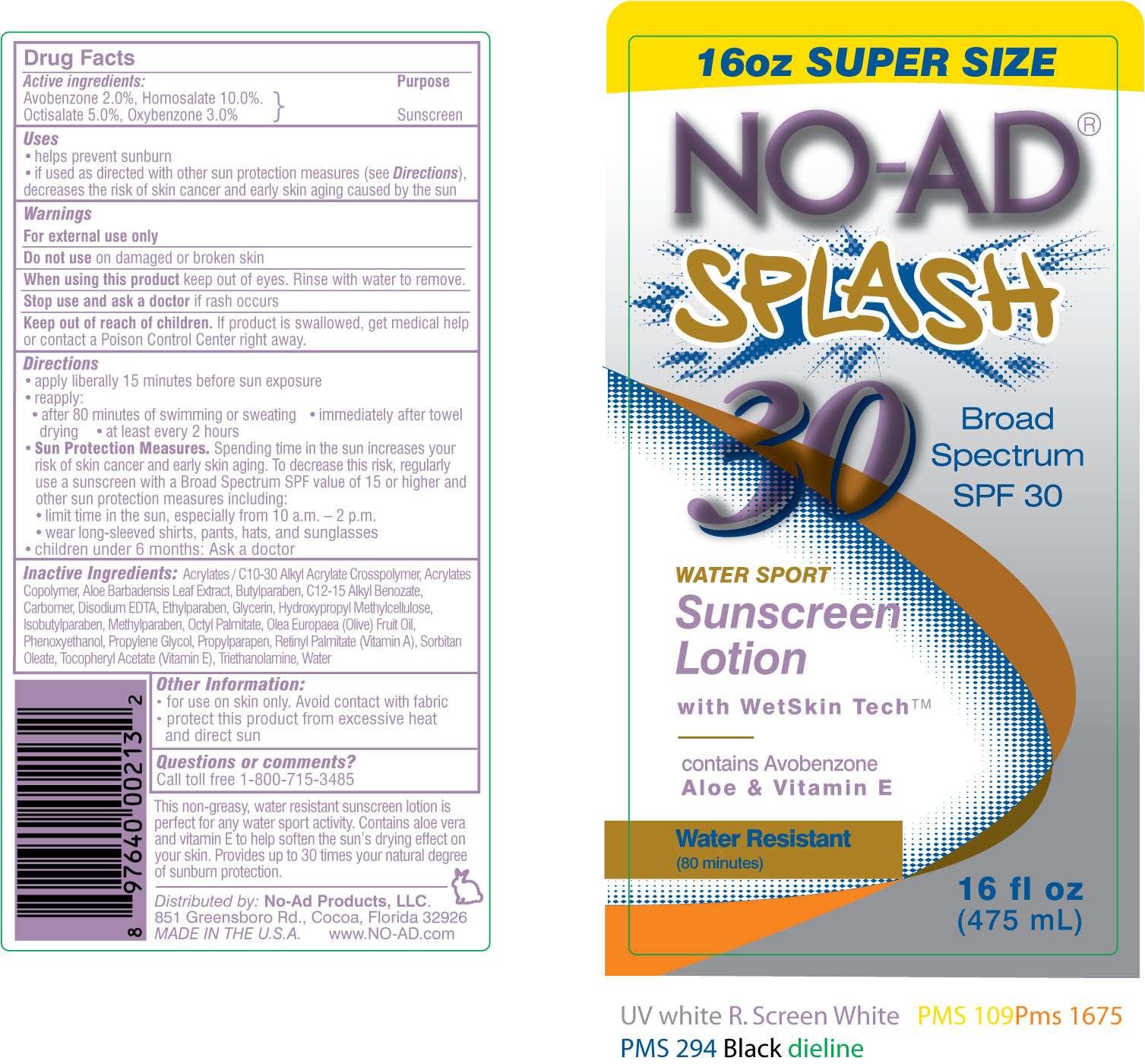 NO-AD Splash 30 Sunscreen