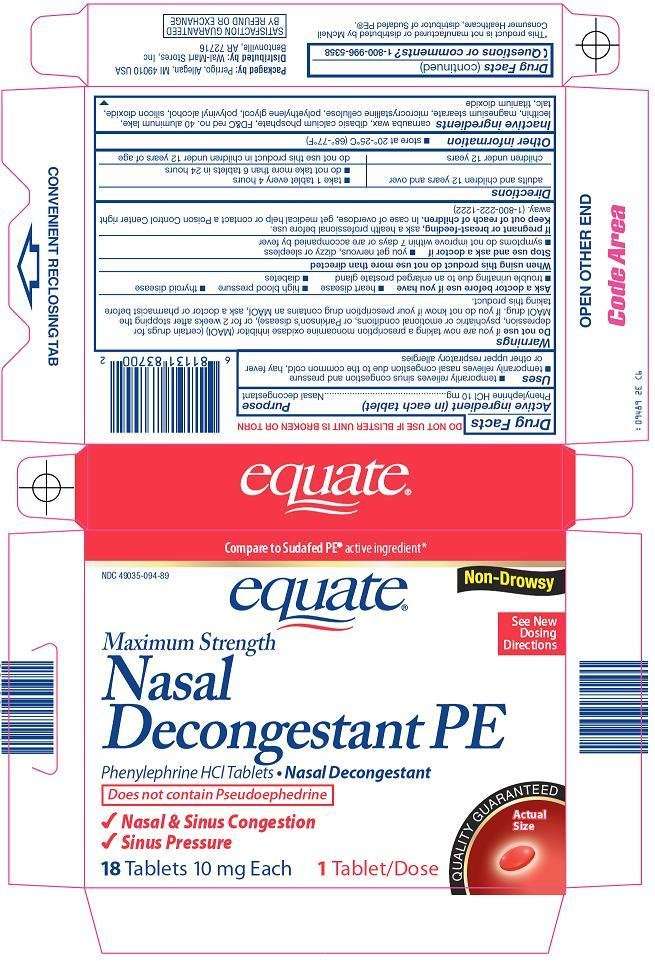 Equate Nasal Decongestant PE