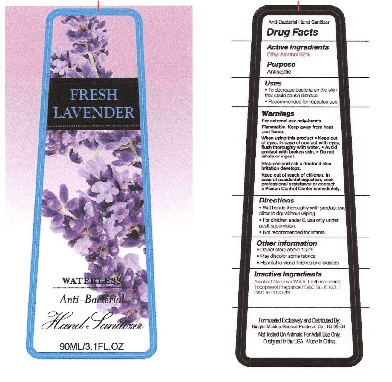 Fresh Lavender Waterless Anti-Antibateria Hand Sanitizer
