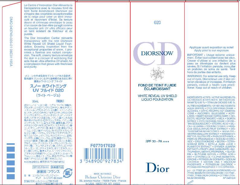 CD DiorSnow White Reveal UV Shield Foundation 020-Light Beige