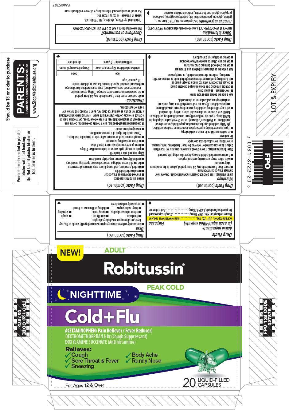 ROBITUSSIN PEAK COLD NIGHTTIME COLD PLUS FLU