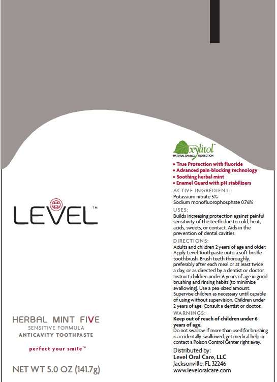 LEVEL HERBAL MINT FIVE SENSITIVE FORMULA ANTICAVITY