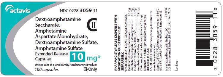 Dextroamphetamine saccharate, amphetamine aspartate monohydrate, dextroamphetamine sulfate, amphetamine sulfate