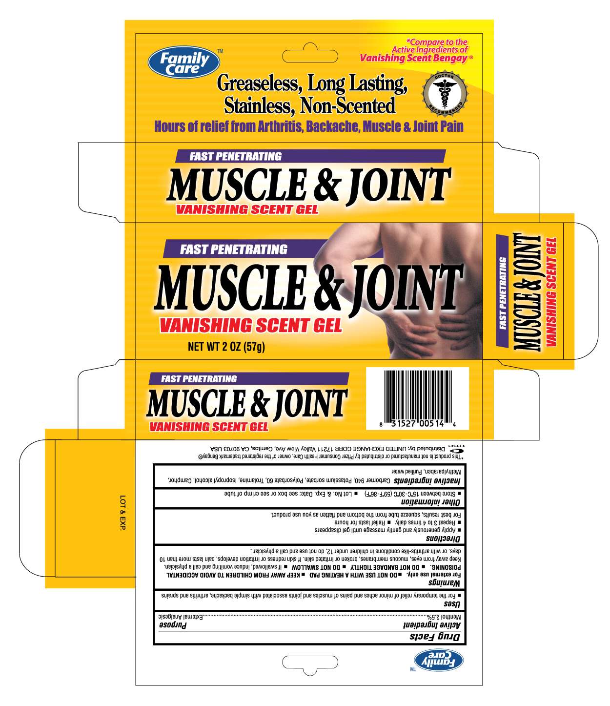 FAMILY CARE MUSCLE AND JOINT VANISHING SCENT