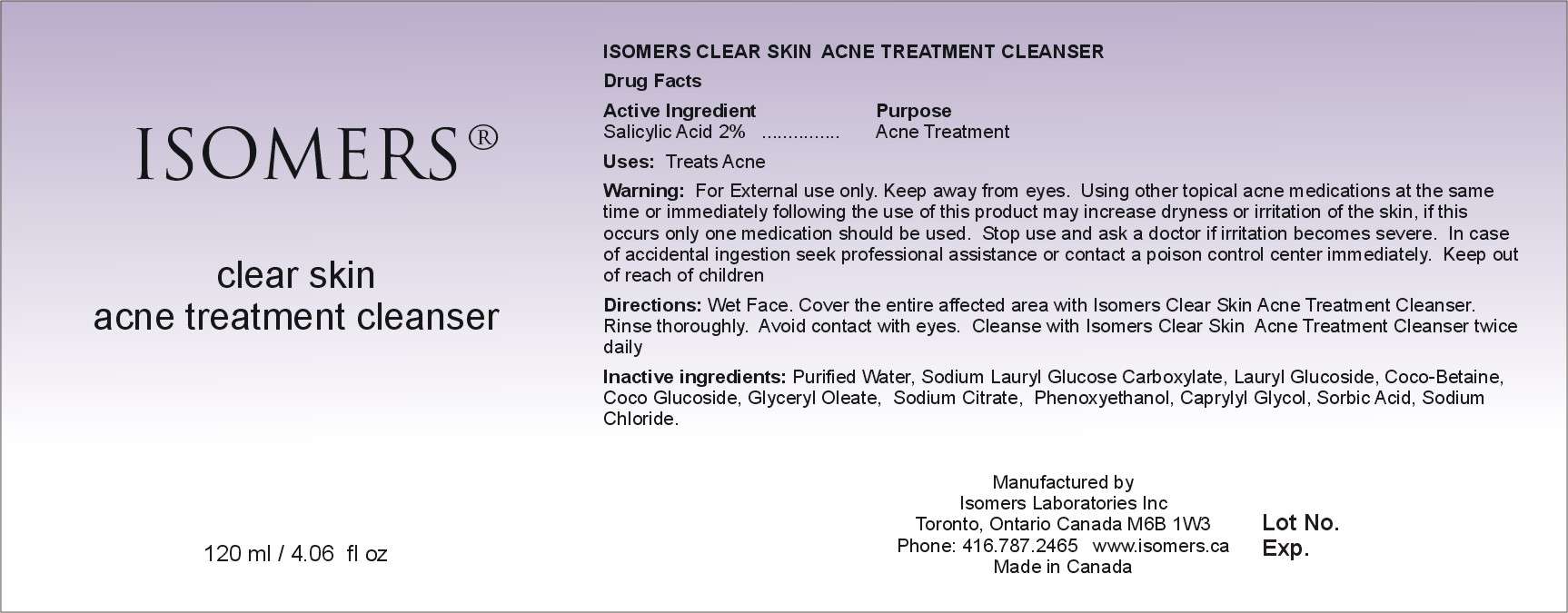 Isomers Clear Skin Acne Treatment Cleanser