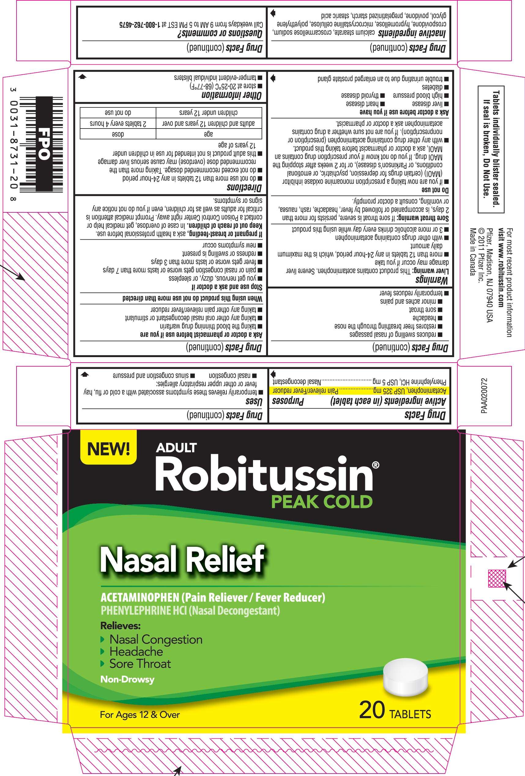 ROBITUSSIN PEAK COLD NASAL RELIEF