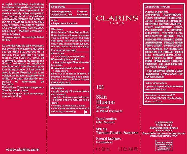 CLARINS Skin Illusion SPF 10 Natural Radiance Foundation Tint 103