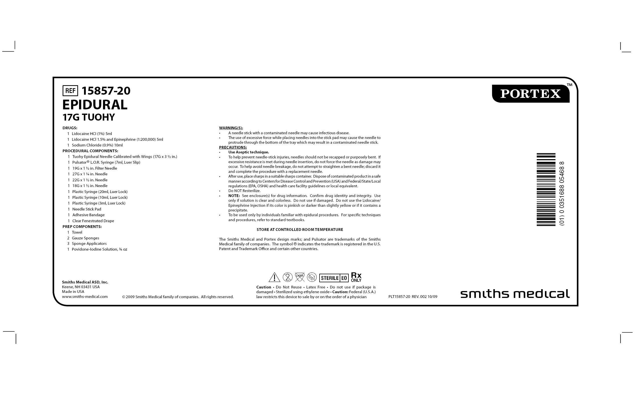 15857-20 EPIDURAL 17G TUOHY