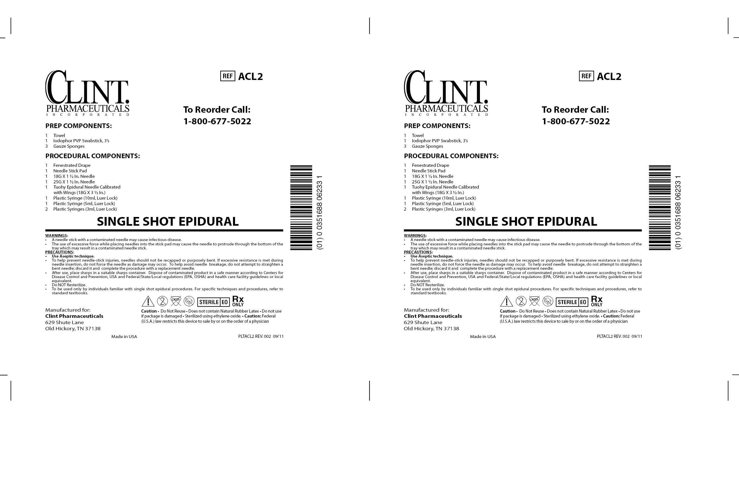 ACL2 SINGLE SHOT EPIDURAL