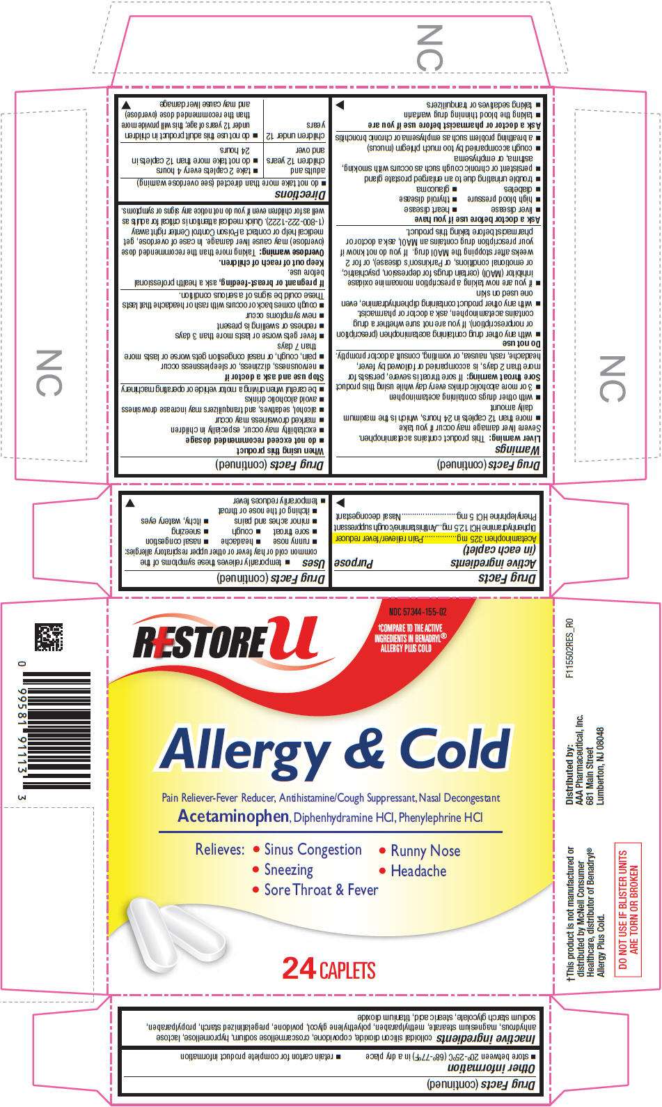 Acetaminophen, Diphenhydramine Hydrochloride, Phenylephrine Hydrochloride