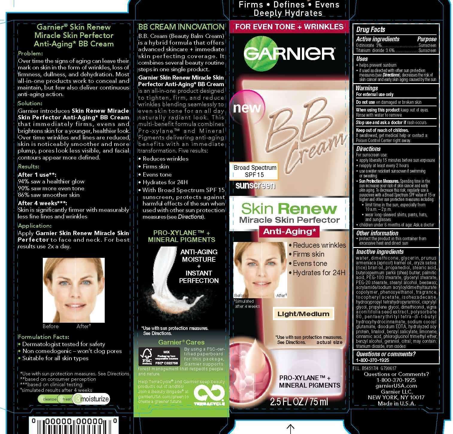 Garnier Skin Renew Miracle Skin Perfector AntiAging BB Broad Spectrum SPF 15 Sunscreen