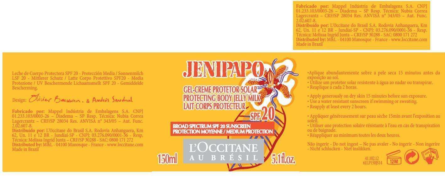 L OCCITANE AU BRESIL - JENIPAPO Protecting Body Jelly Milk SPF 20 Broad Spectrum