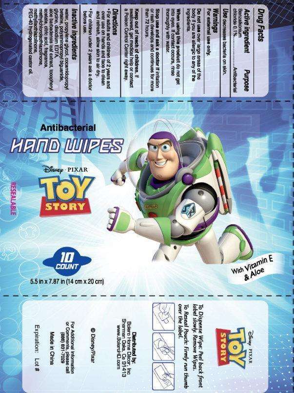 Disney Antibacterial Hand Wipes - TOY STORY, CARS, MONSTERS UNIVERSITY