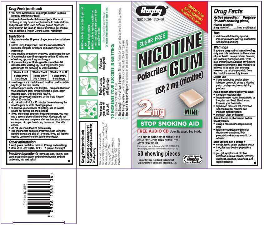 Rugby Nicotine Polacrilex Gum, Mint Flavor