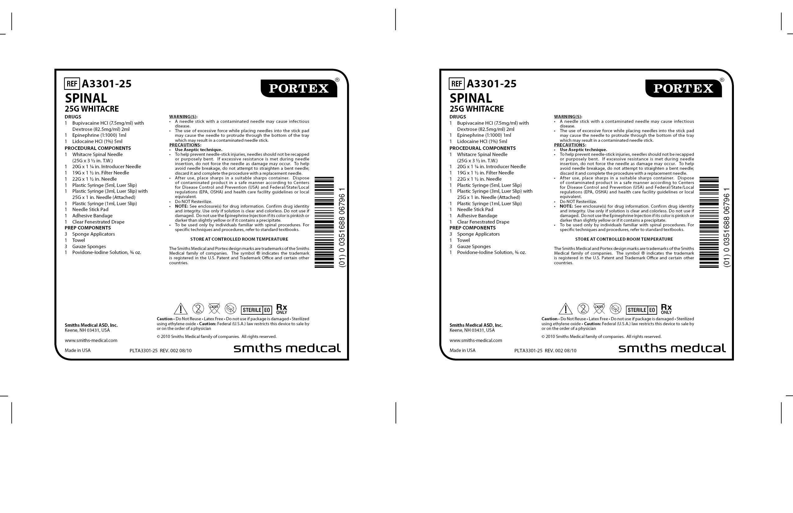 A3301-25 PORTEX SPINAL 25G WHITACRE