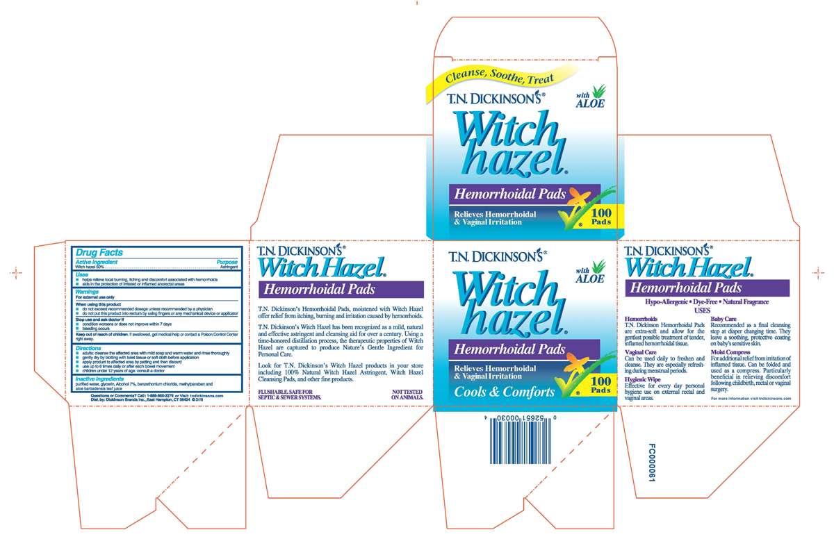 TN Dickinsons Witch Hazel Hemorrhoidal Pads