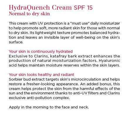 CLARINS HydraQuench Normal to Dry Skin Broad Spectrum SPF 15 Sunscreen