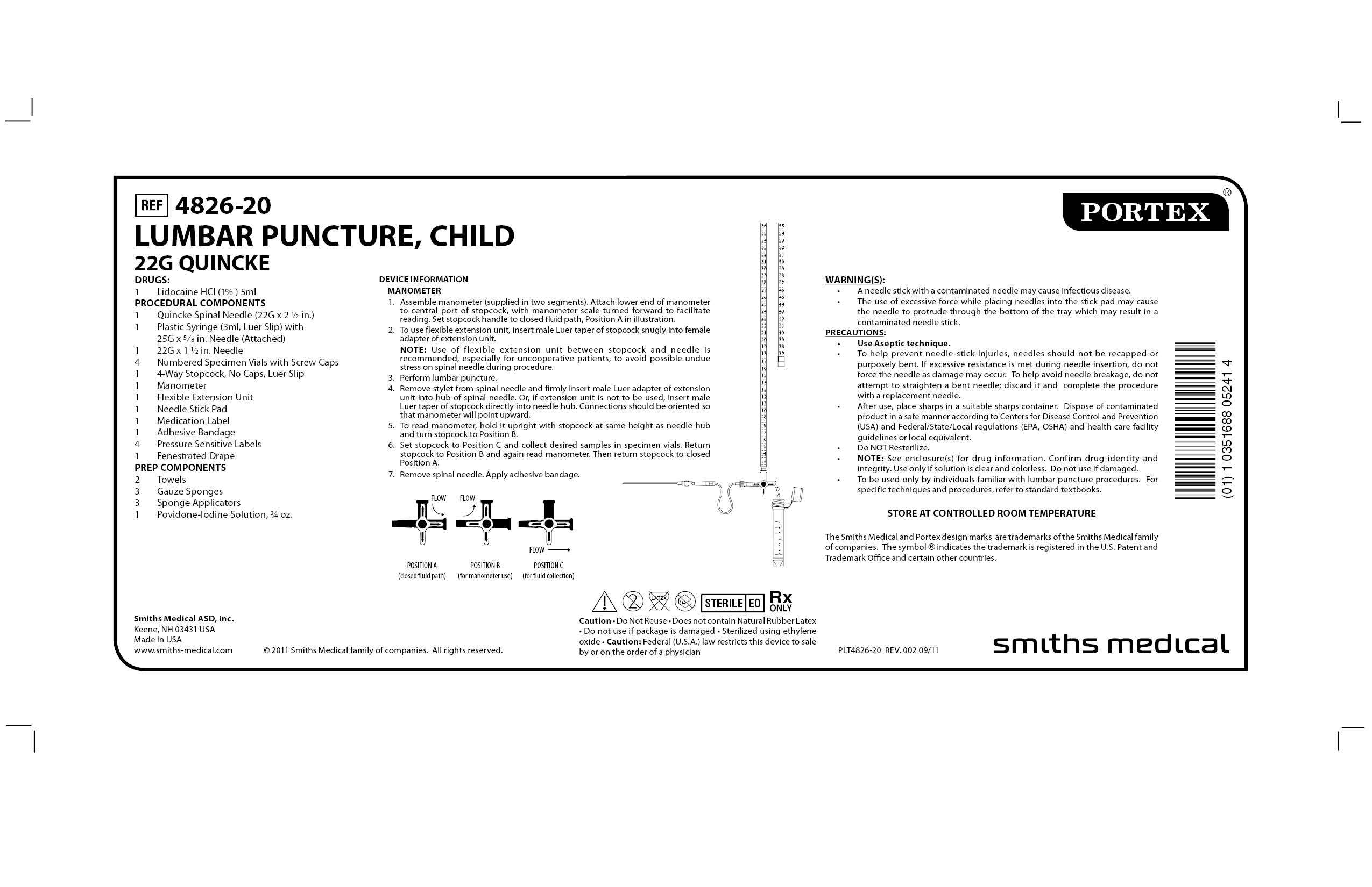 4826-20 LUMBAR PUNCTURE, CHILD 22G QUINCKE