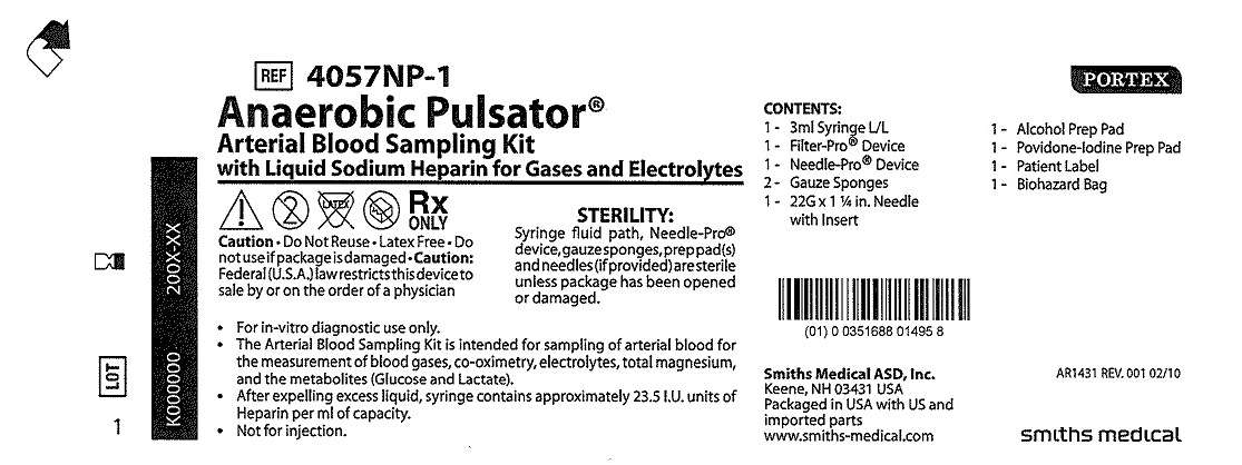 4057NP-1 Anaerobic Pulsator Arterial Blood Sampling Kit with Liquid Sodium Heparin for Gases and Electrolytes
