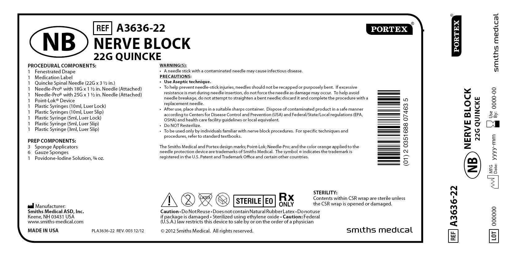 A3636-22 NERVE BLOCK 22G QUINCKE