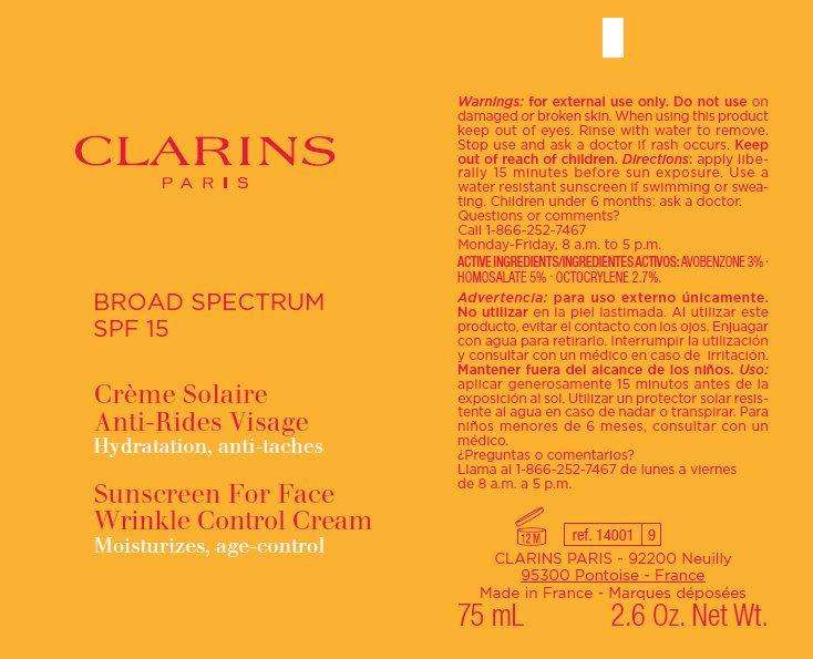 CLARINS BROAD SPECTRUM SPF 15 - SUNSCREEN FOR FACE WRINKLE CONTROL