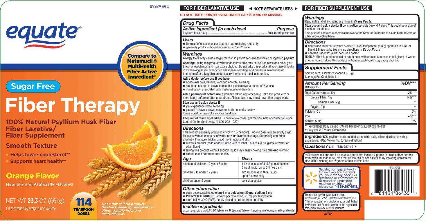 equate Sugar Free Fiber Therapy Smooth Texture Orange Flavor