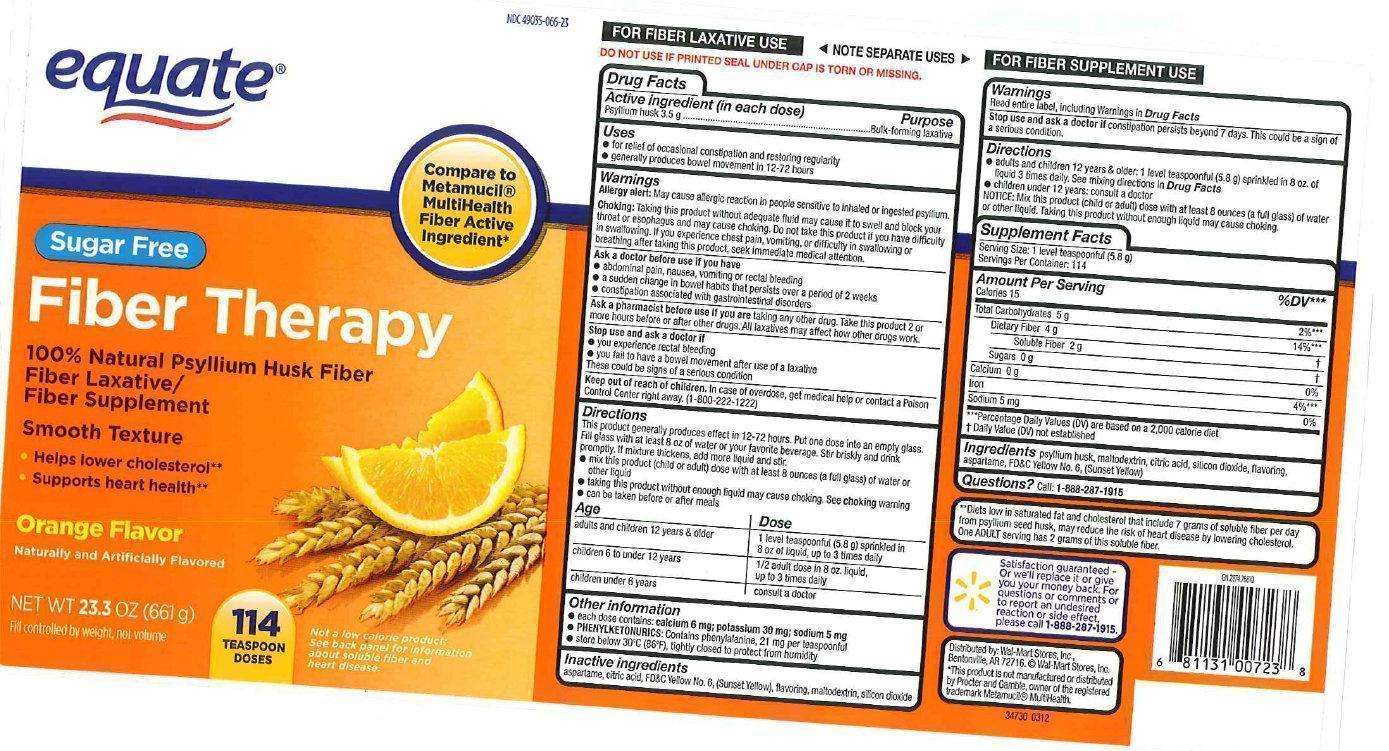 equate Sugar Free Fiber Therapy Smooth Texture Orange Flavor