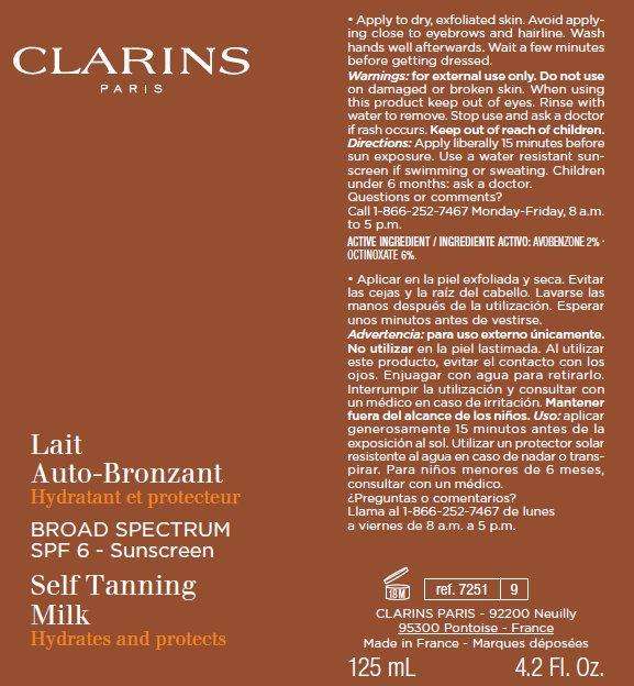 Clarins Self Tanning Milk With Sun Protection Spf 6