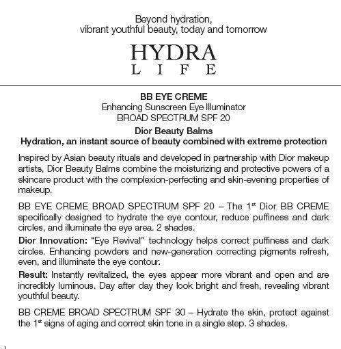 CD HydraLife BB Eye Creme Enhancing Sunscreen Eye Illuminator Luminous Beige Broad Spectrum SPF 20
