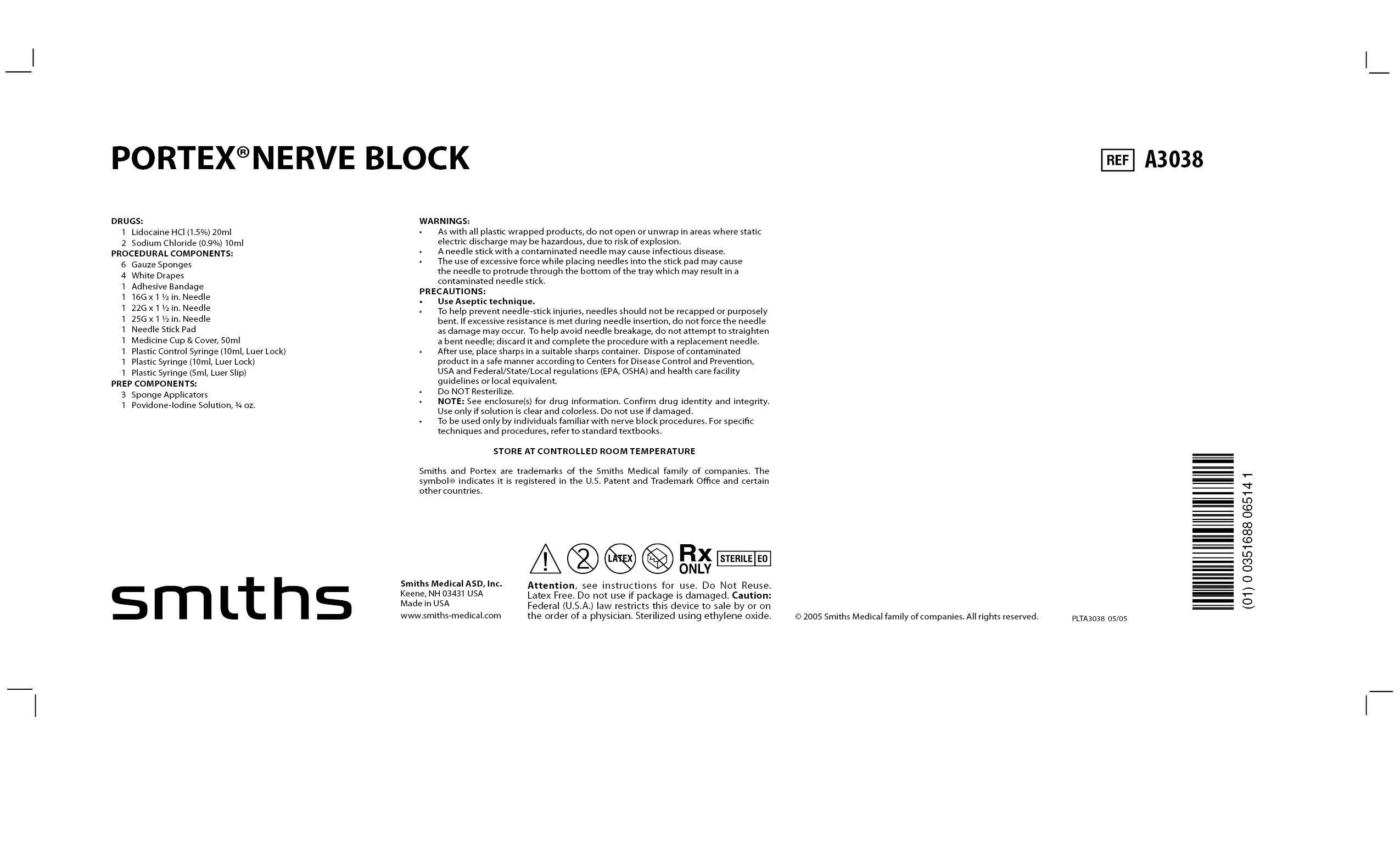 A3038 PORTEX NERVE BLOCK