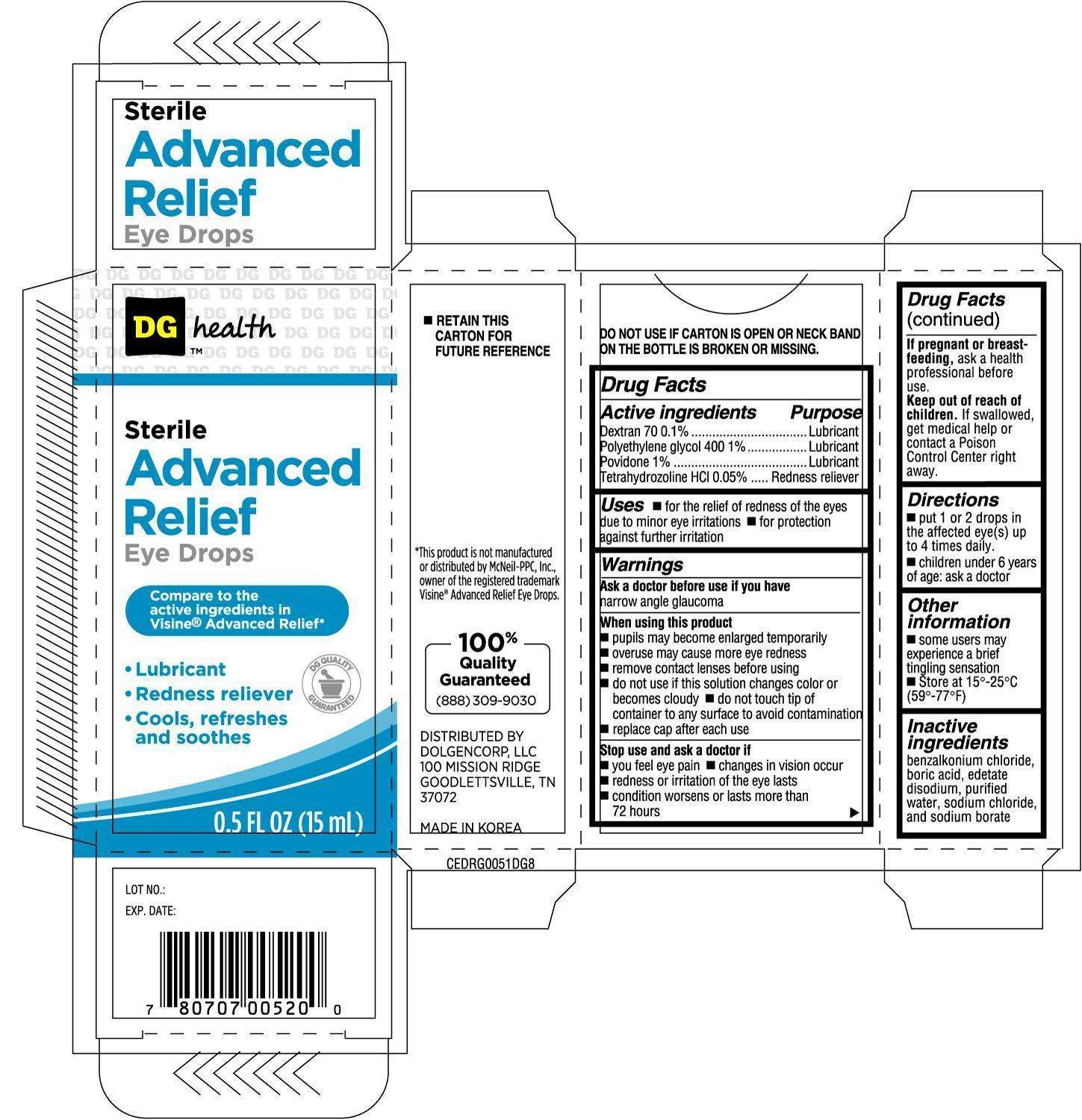 DG Health Sterile Advanced Relief Eye