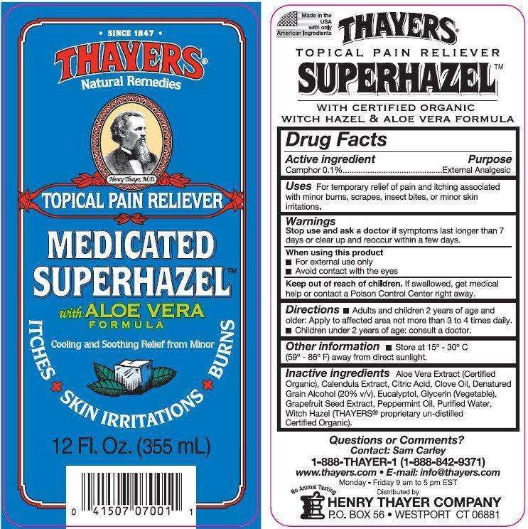 THAYERS TOPICAL PAIN RELIEVER MEDICATED SUPERHAZEL with ALOE VERA FORMULA